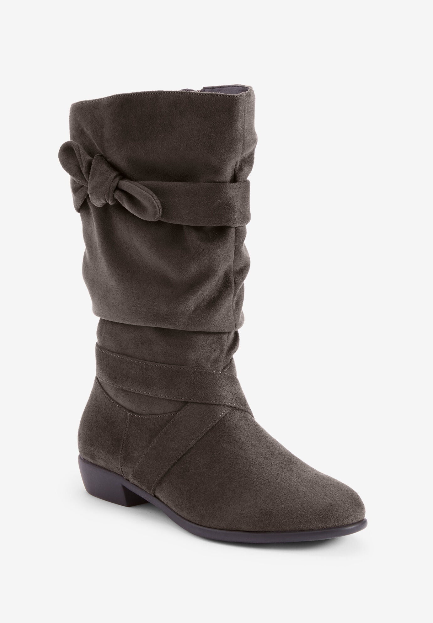Grey suede wide calf boots shop