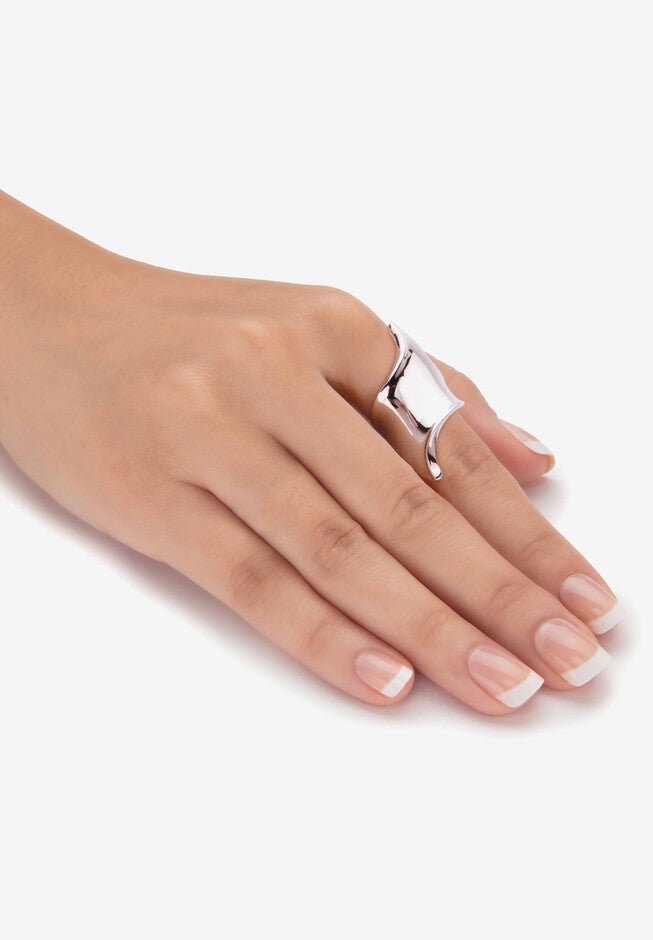 Platinum-Plated Free Form Diagonal Ring, , alternate image number 2