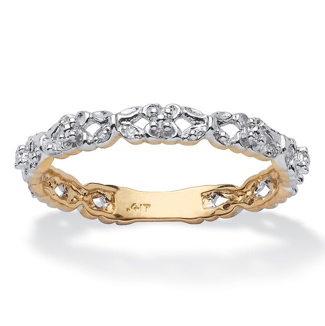 Diamond Accent Stackable Eternity Promise Ring in 10k Yellow Gold, WHITE, hi-res image number 0