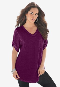 V Neck Boyfriend Textured Tunic