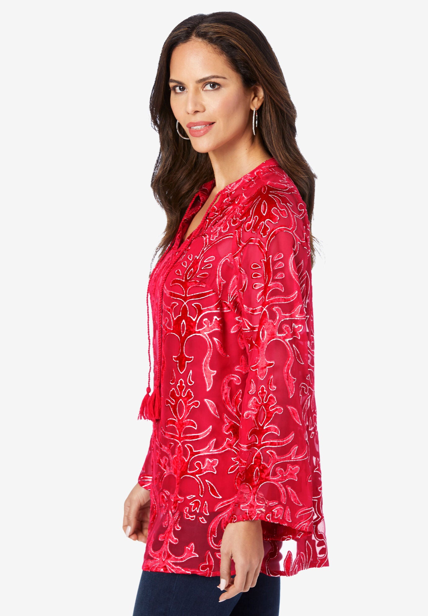 Embellished Burnout Tunic, , alternate image number 2