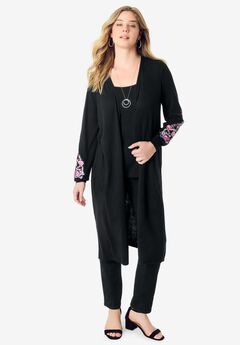 Embroidered Duster Cardigan