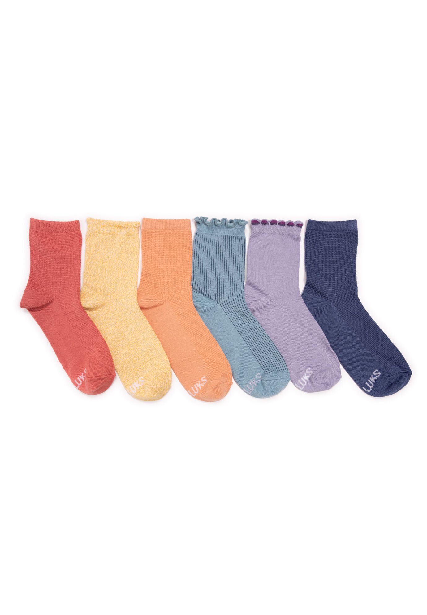 Women'S 6 Pack Whisper Soft Crew Socks, MID BRIGHT, hi-res image number 0