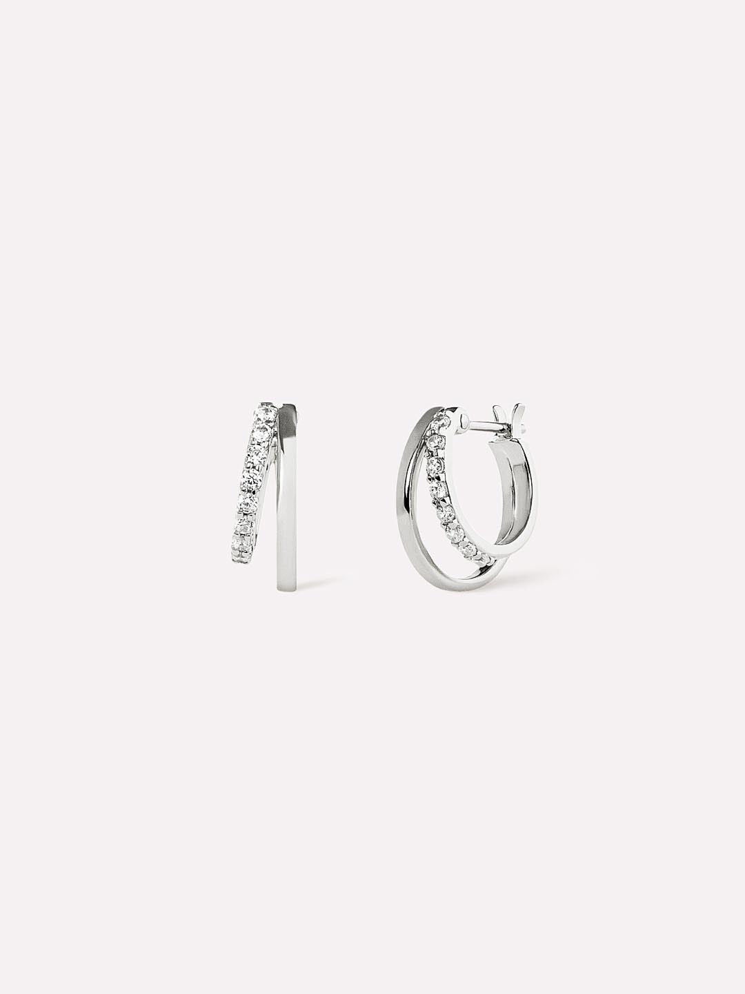Toda Double Hoop Earrings, SILVER, hi-res image number 0