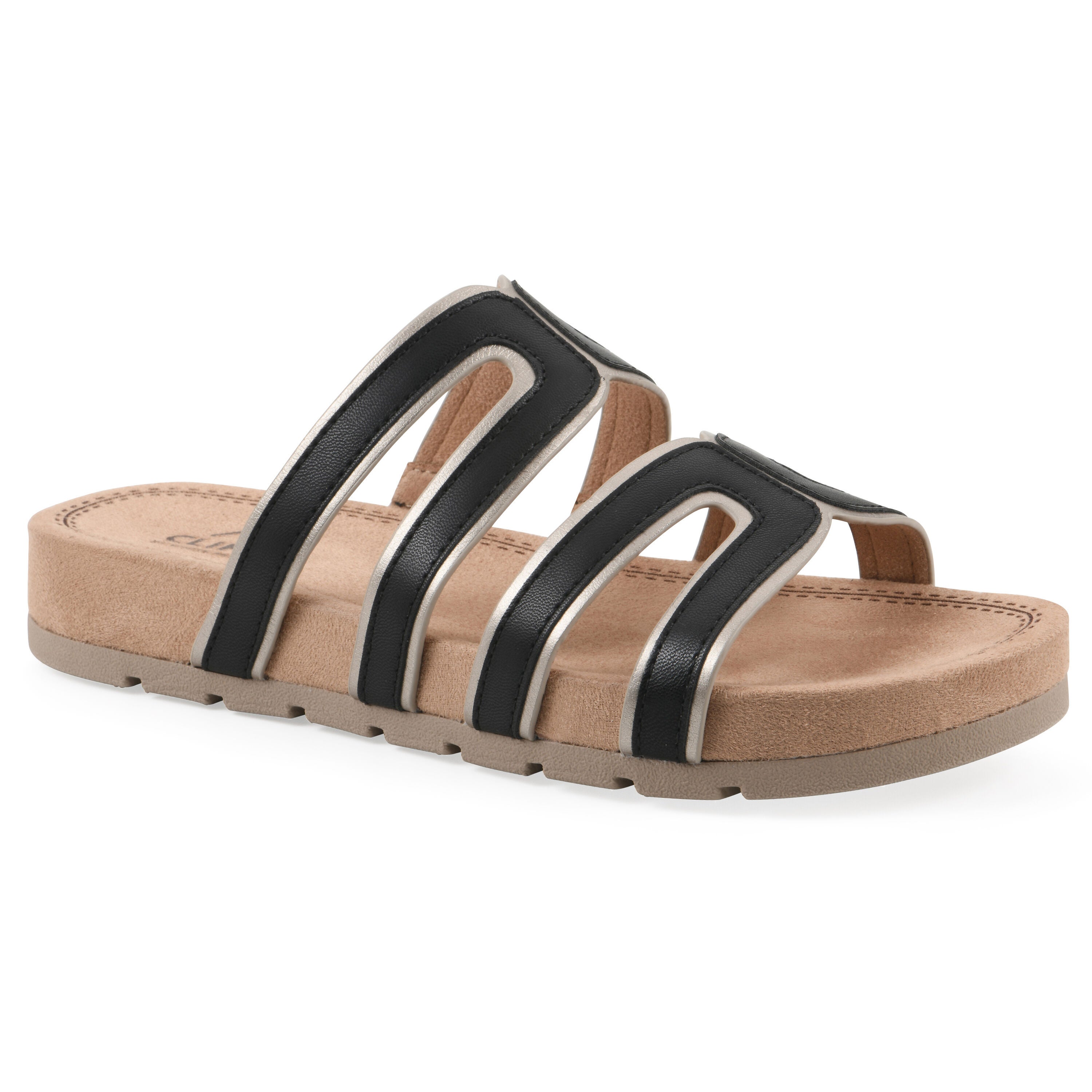 Tinarose Slide Sandal, BLACK PALE GOLD, hi-res image number 0