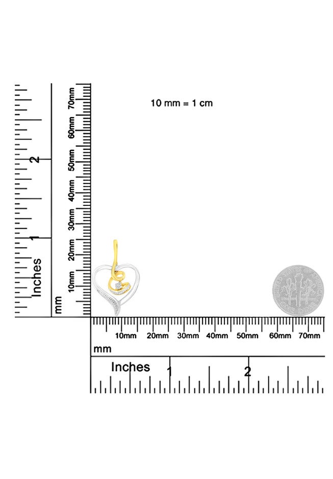 Yellow & White Gold Diamond Accented Round Cut Diamond Swirl Open Heart Pendant Necklace, , alternate image number null