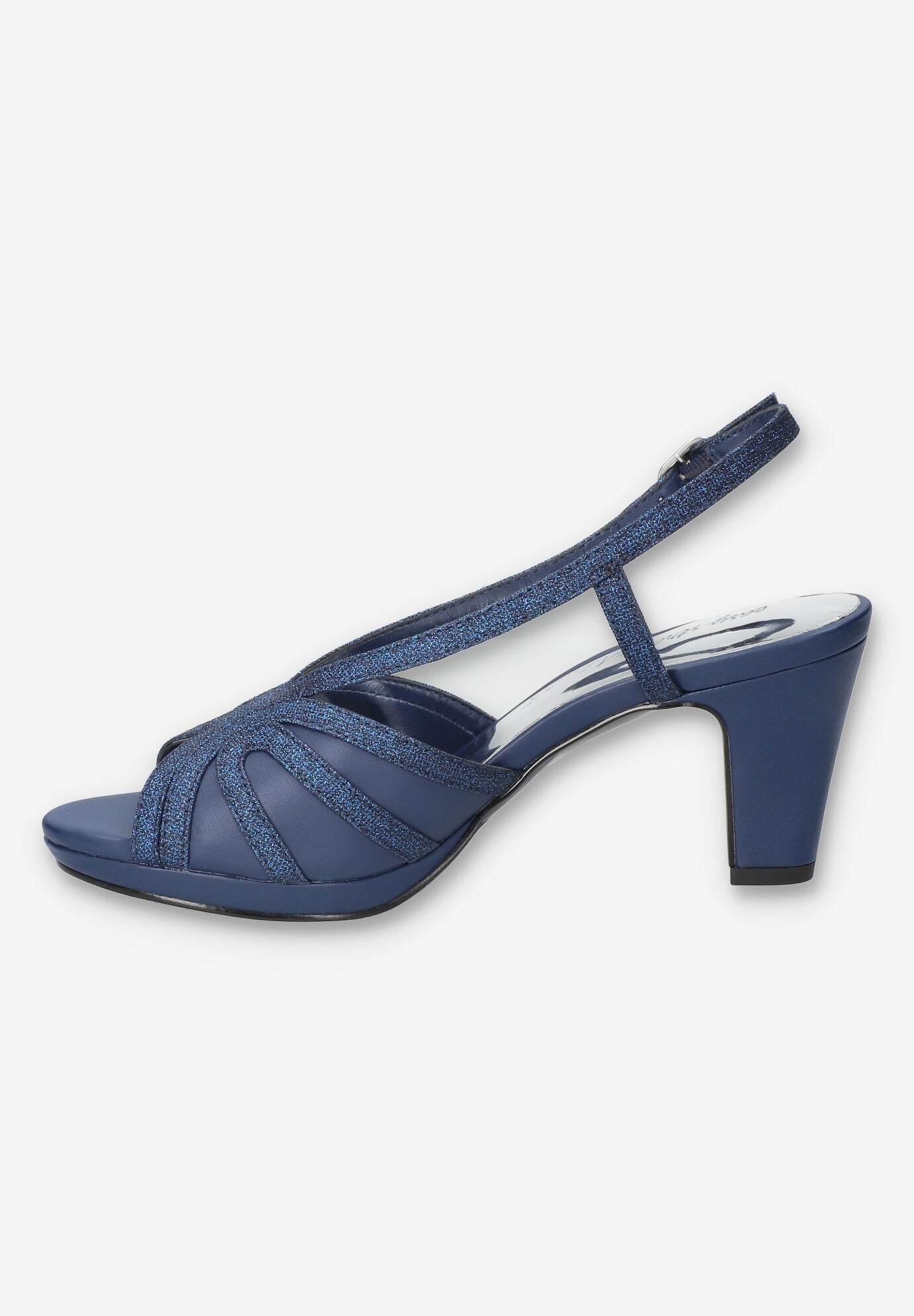 Starlight Heeled Sandals, NAVY SATIN, alternate image number 4