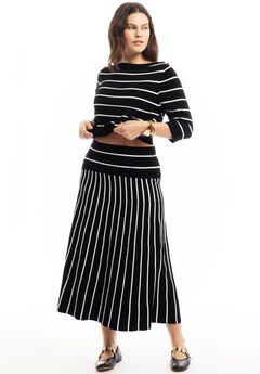 Striped Knit Midi Skirt