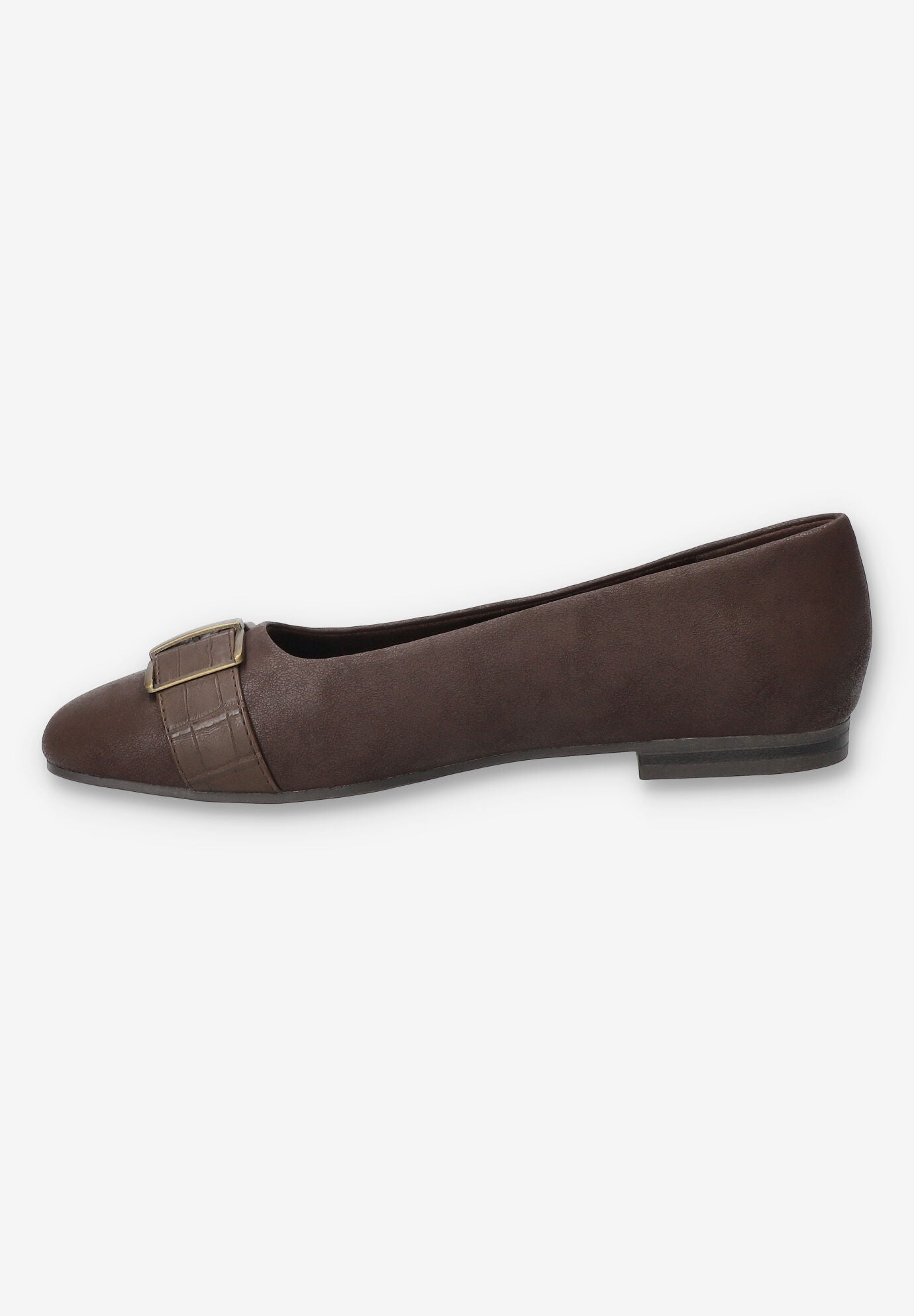 Keely Square Toe Flat, BROWN MATTE CROCO, alternate image number 4