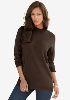 Fine Gauge Drop Needle Mockneck Sweater