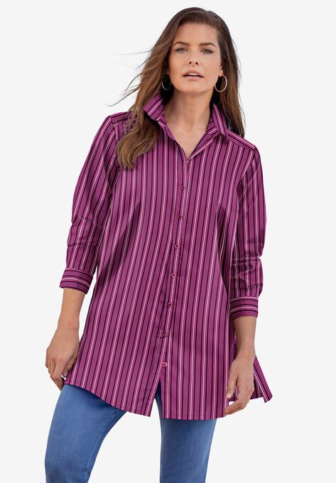 Kate Tunic Big Shirt, PURPLE MULTI STRIPE, hi-res image number null