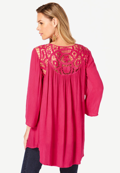 Lace Neckline Tunic, , on-hover image number null