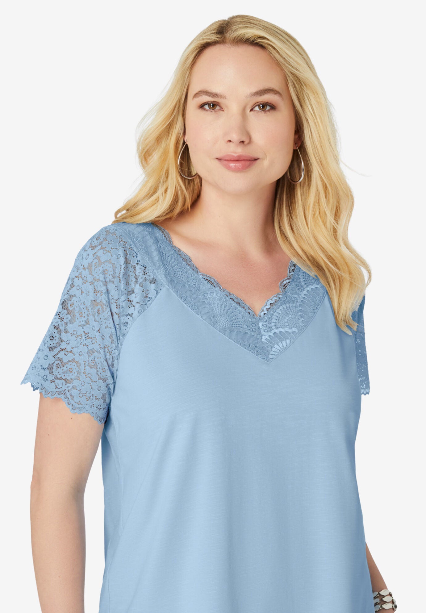 Lace-Detailed Tee, , alternate image number 2