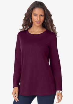 Plus Size Ultimate Cotton Crewneck Long Sleeve Tee