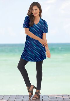 Plus Size Cotton Short Sleeve V-Neck Ultimate Tunic