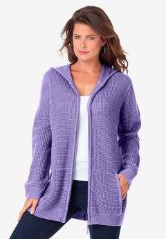 Plus Size Waffle Knit Zip Hoodie