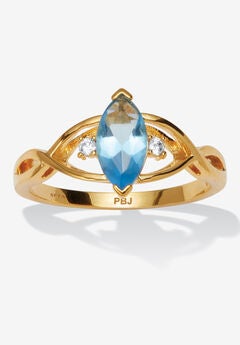 Marquise Simulated Birthstone Gold-Plated Ring