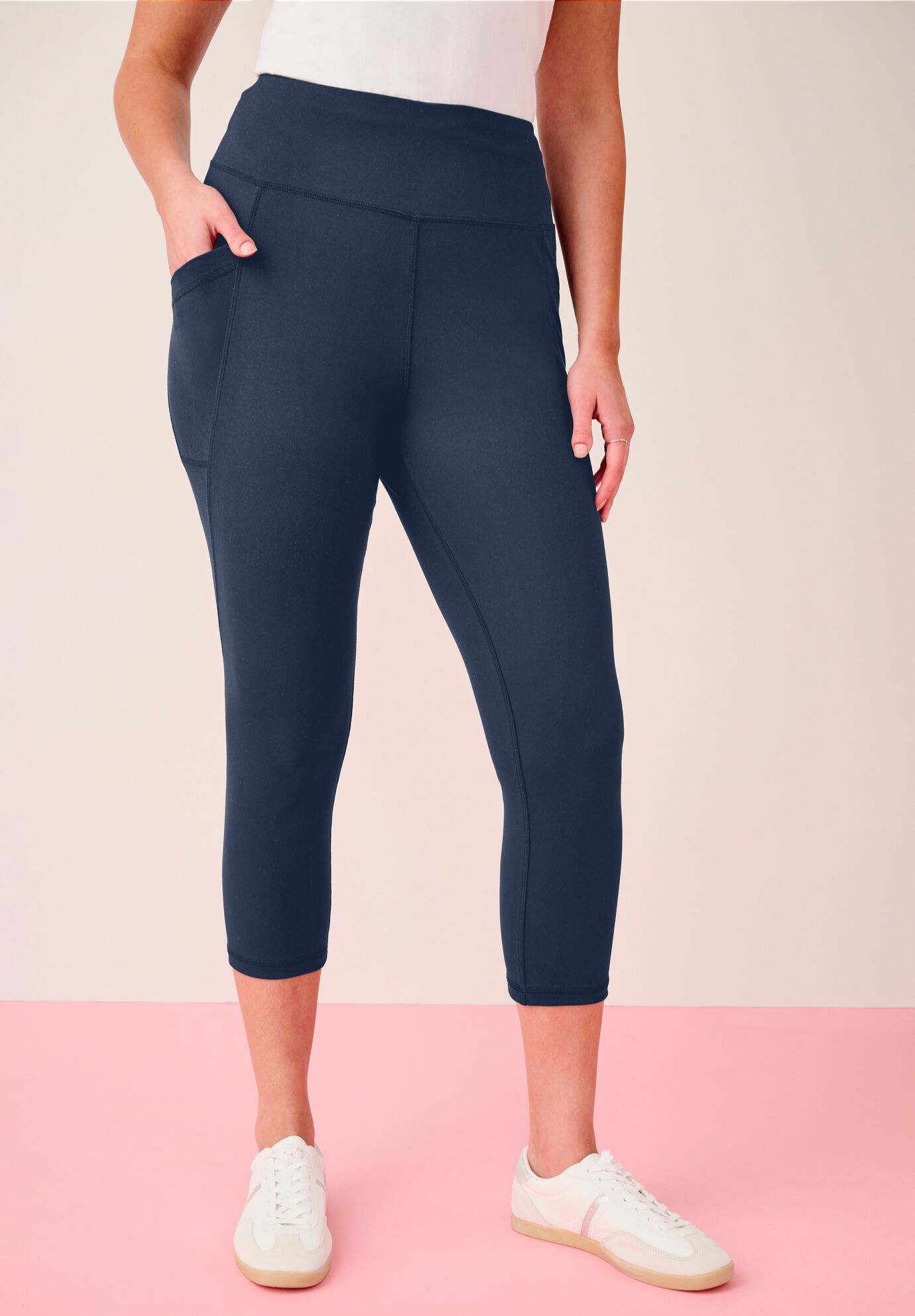 Soft Sculpt Side-Pocket Capri Legging, NAVY, hi-res image number 0