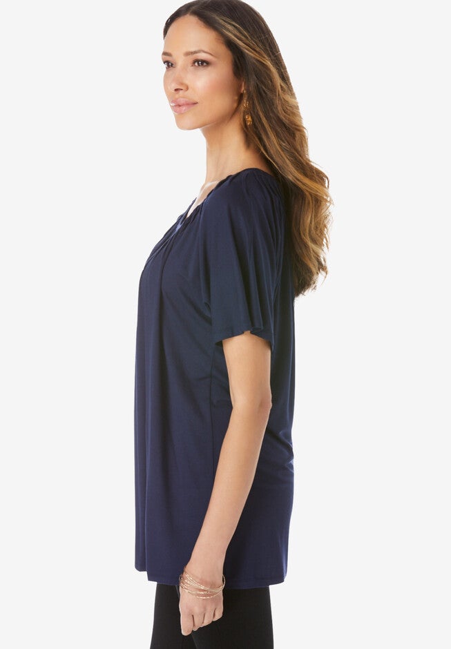 Pleated Flutter-Sleeve Ultra Femme Tee, , alternate image number 1