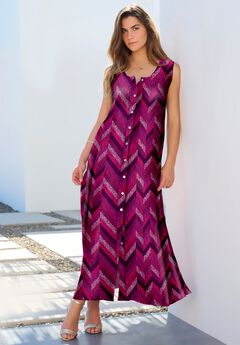 Button Front Crinkle Dress