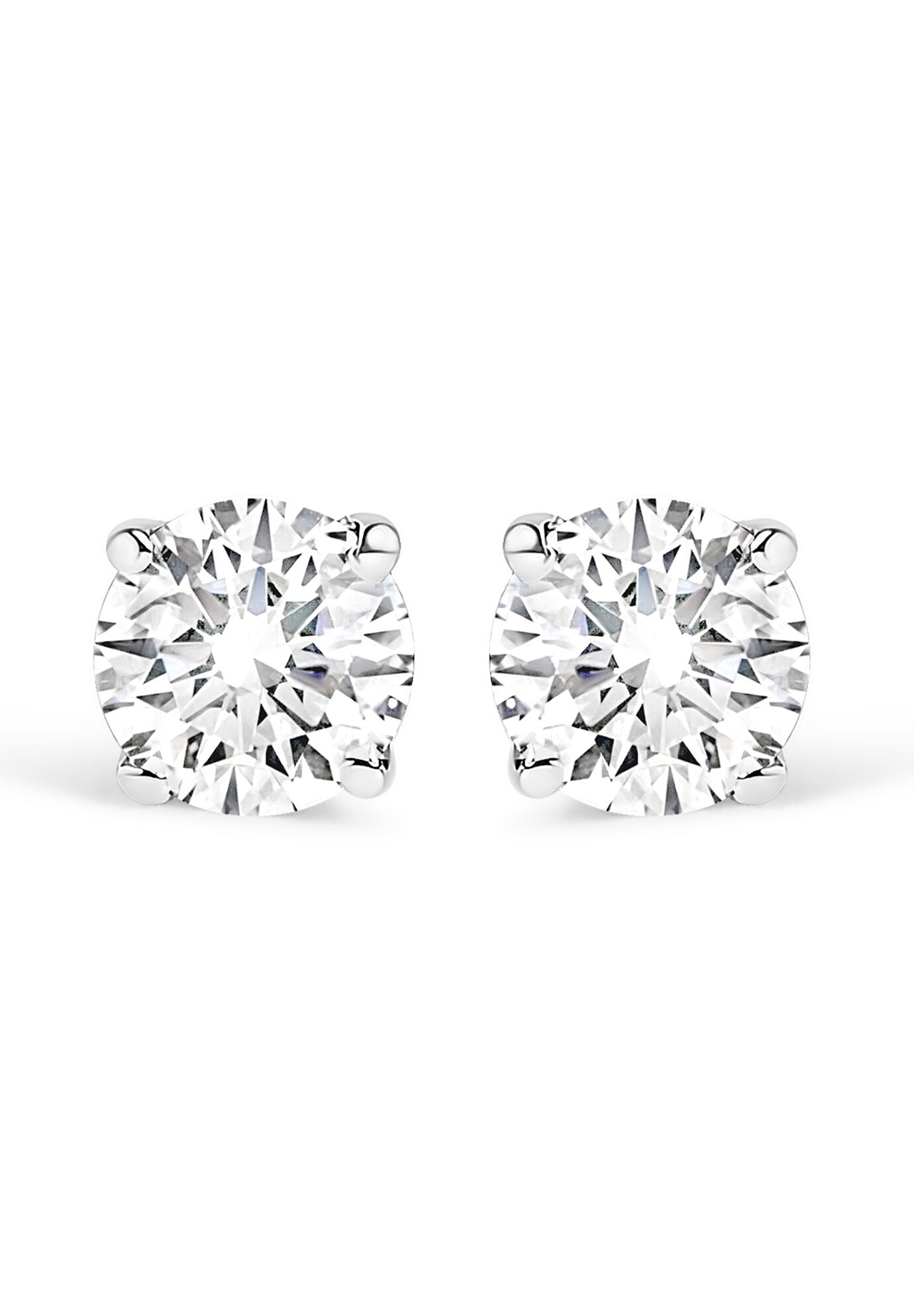14K White Gold 1/2 Cttw 4-Prong Set Brilliant Round-Cut Solitaire Lab Grown Diamond Push Back Stud Earrings, , on-hover image number 1