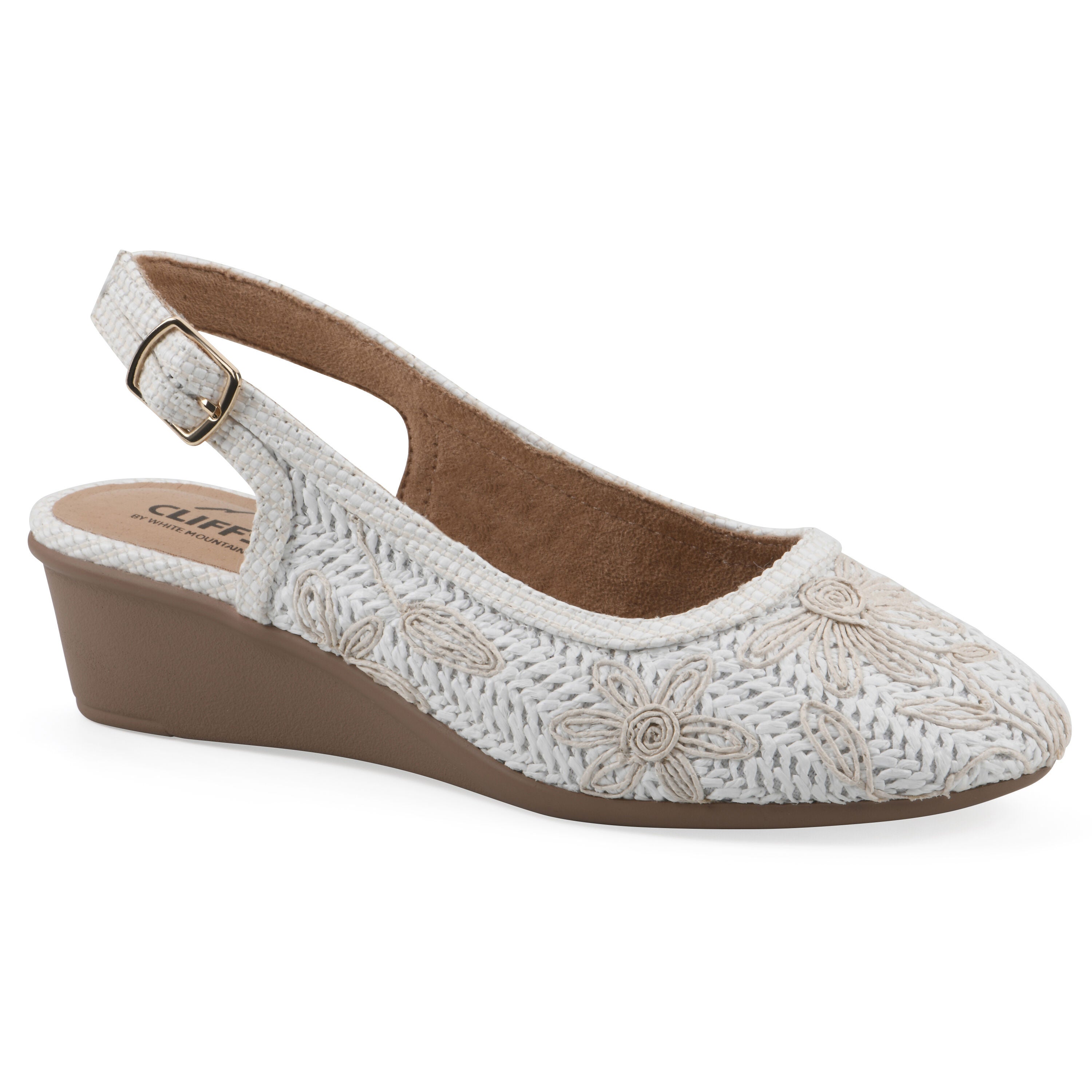 Boris Slingback Wedge, WHITE FABRIC, hi-res image number 0