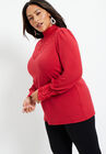 Lace Yoke Mockneck Top, , alternate image number null