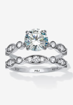 2.52 Tcw Round Cubic Zirconia Bridal Ring Set