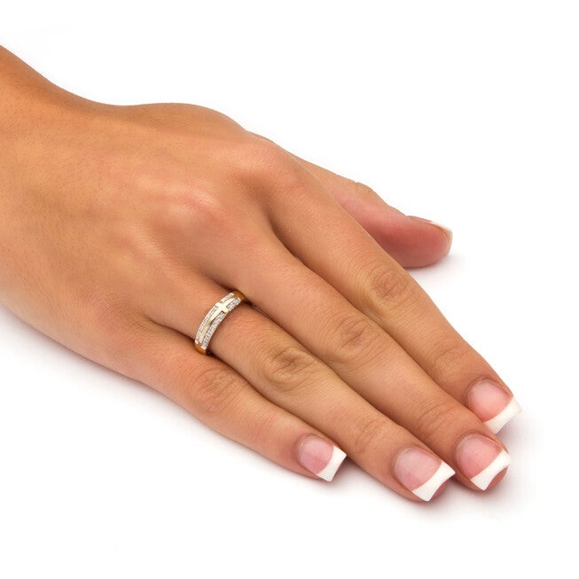 Diamond Accent 10k Yellow Gold Lord's Prayer Cross Ring, WHITE, alternate image number 2