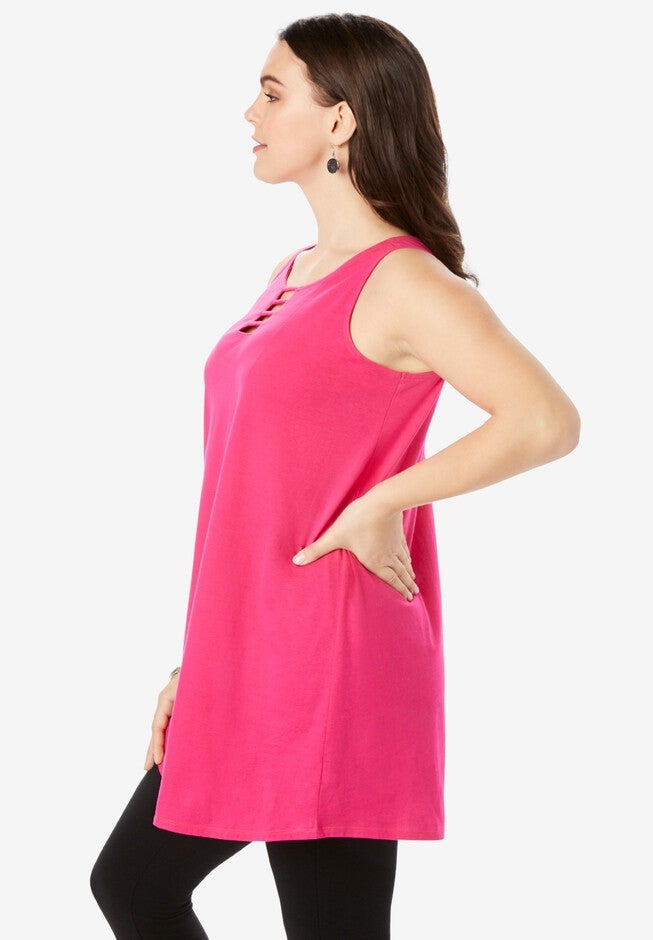 Sleeveless Lattice Ultimate Tunic, , alternate image number null