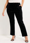 Curvie Fit Corner Office Pants, BLACK LINE PLAID, hi-res image number null