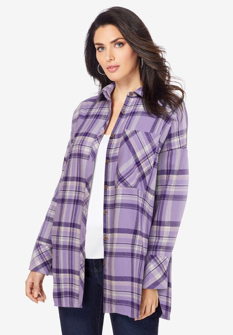 Flannel Tunic, LAVENDER PLAID (YARN-DYE), hi-res image number null