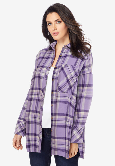 Flannel Tunic, LAVENDER PLAID (YARN-DYE), hi-res image number null