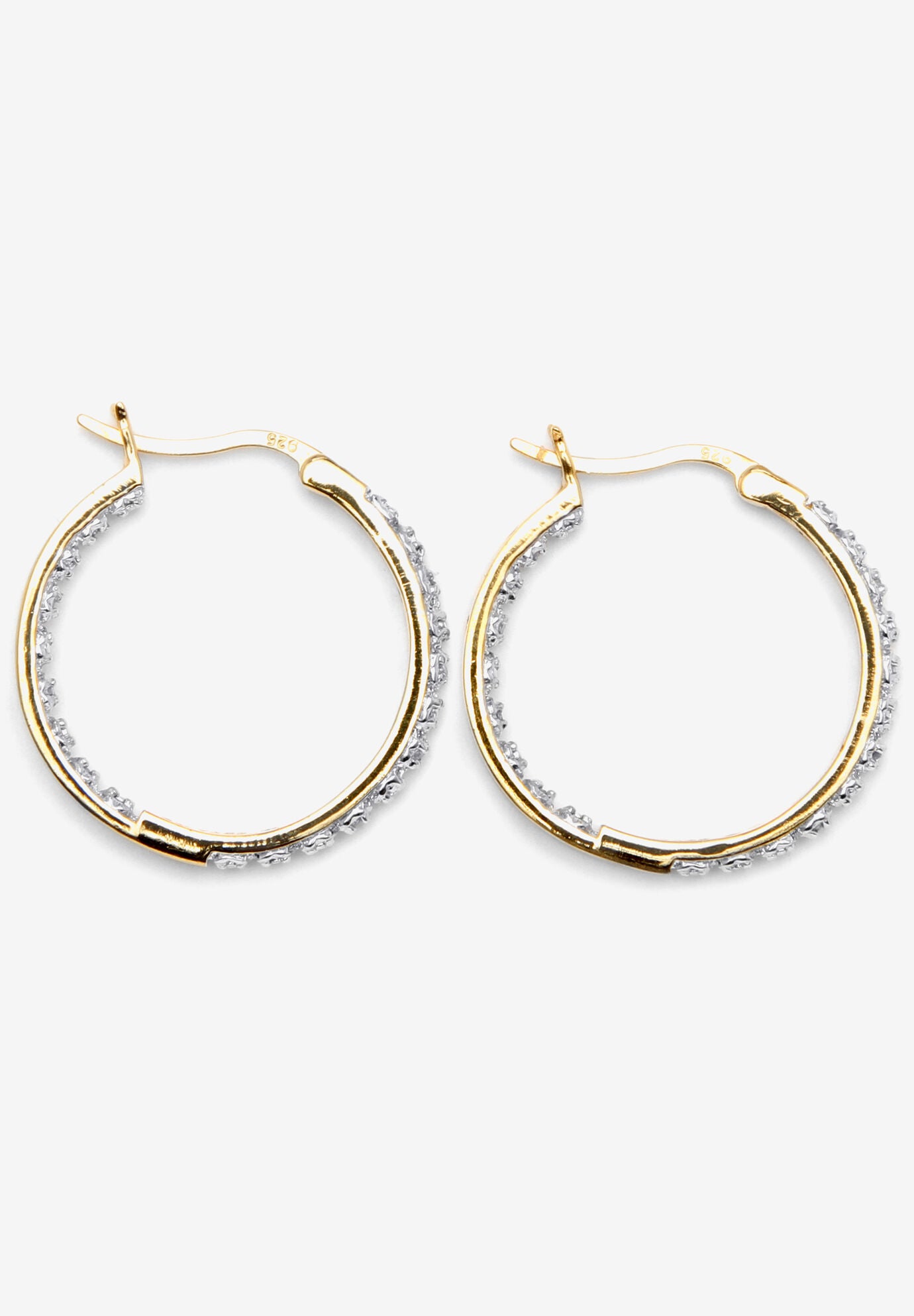 1/10 Cttw. Round Diamond Accented Hoop Earrings 14K Gold Over Sterling Silver Jewelry, , on-hover image number 1