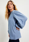 Puff Sleeve Chambray Jacket, , alternate image number null