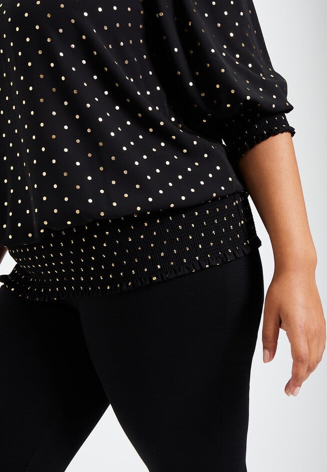 Smocked Mock-Neck Top, , alternate image number null