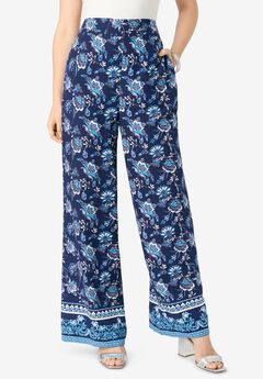 Plus Size Printed Wide Leg Pant