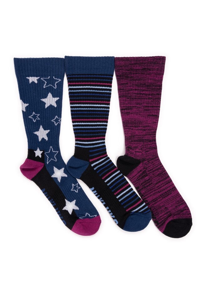 Women'S 3 Pack Cotton Compression Crew Socks, ATLANTIC BLUE, hi-res image number 0