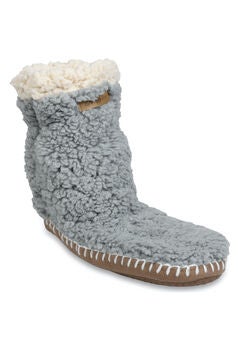 Womens Faux Shearling Slipper Sock With Sidewall Slippers