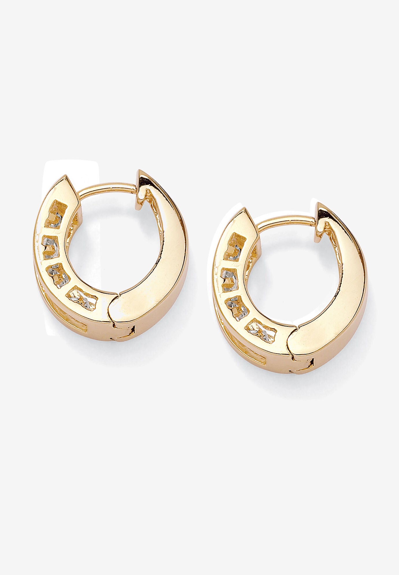 2.96 Tcw Princess-Cut Cubic Zirconia Huggie-Hoop Earrings Gold-Plated, , on-hover image number 1