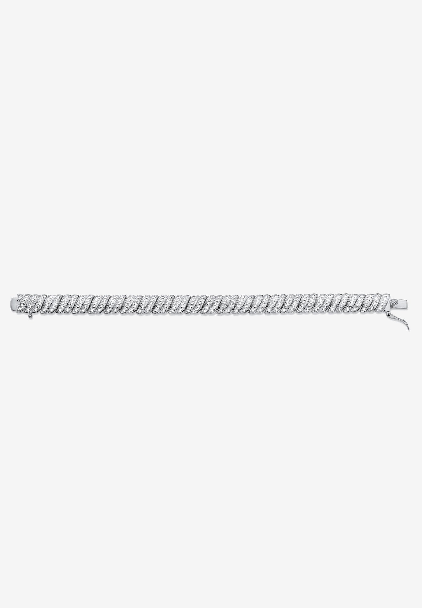 Diamond-Cut Diamond Accent Platinum-Plated Two-Tone S-Link Bracelet 7.5 inches, , alternate image number 3