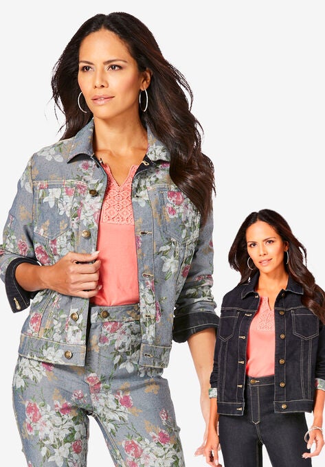 Reversible Denim Jacket, PINK BLOOMING ROSE, hi-res image number null