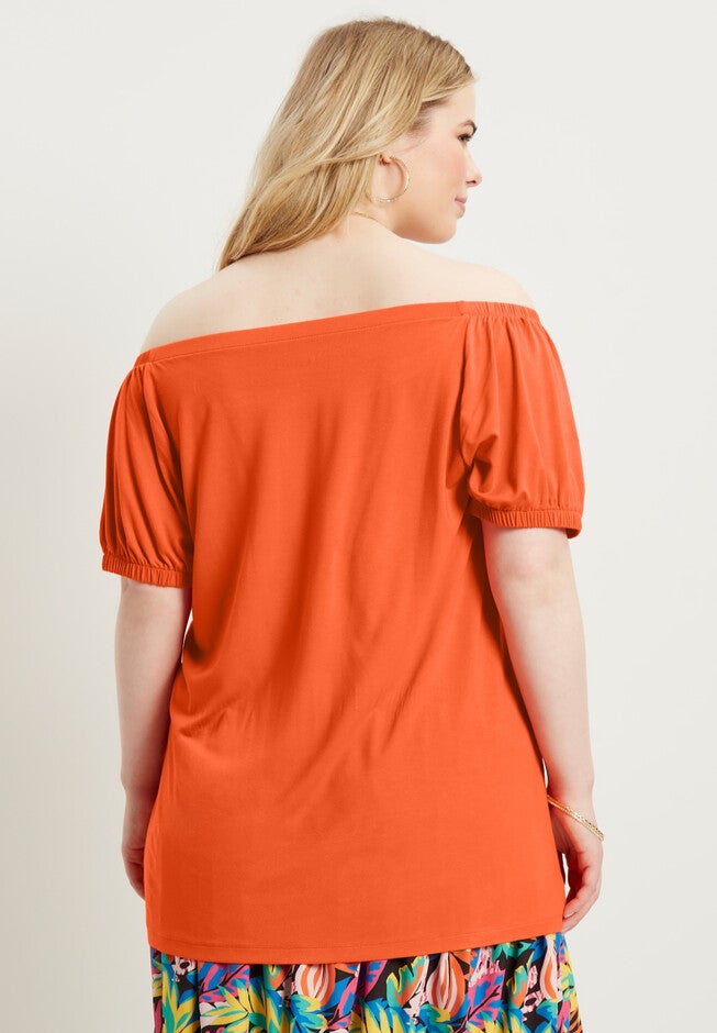 Puff Sleeve Off-The-Shoulder Top, , on-hover image number null