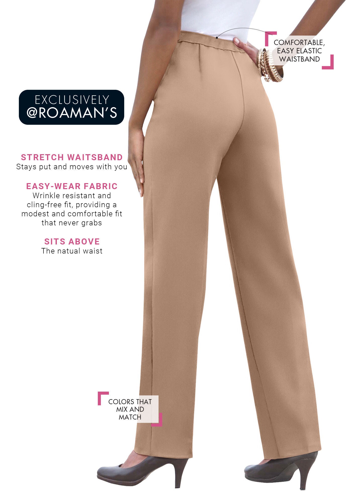 Plus Size Classic Bend Over&reg; Structured Straight Leg Pull-On Pant, BROWN SUGAR, alternate image number 2