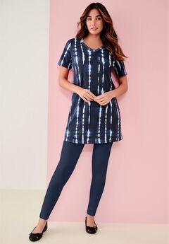Plus Size Ultimate Cotton V-Neck Short Sleeve Tunic