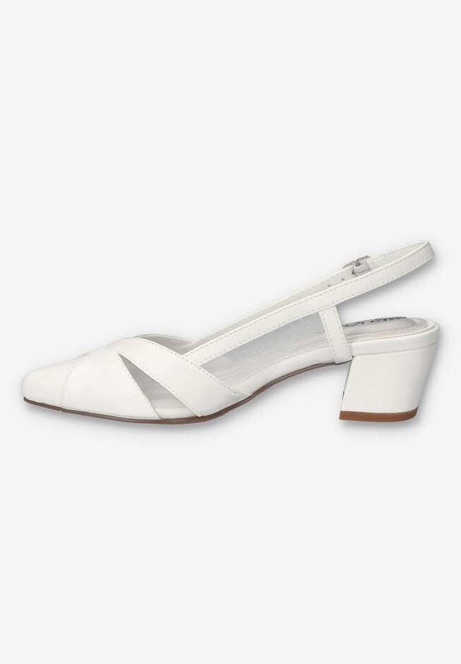 Avena Block Heel Slingback Pump, WHITE, alternate image number null