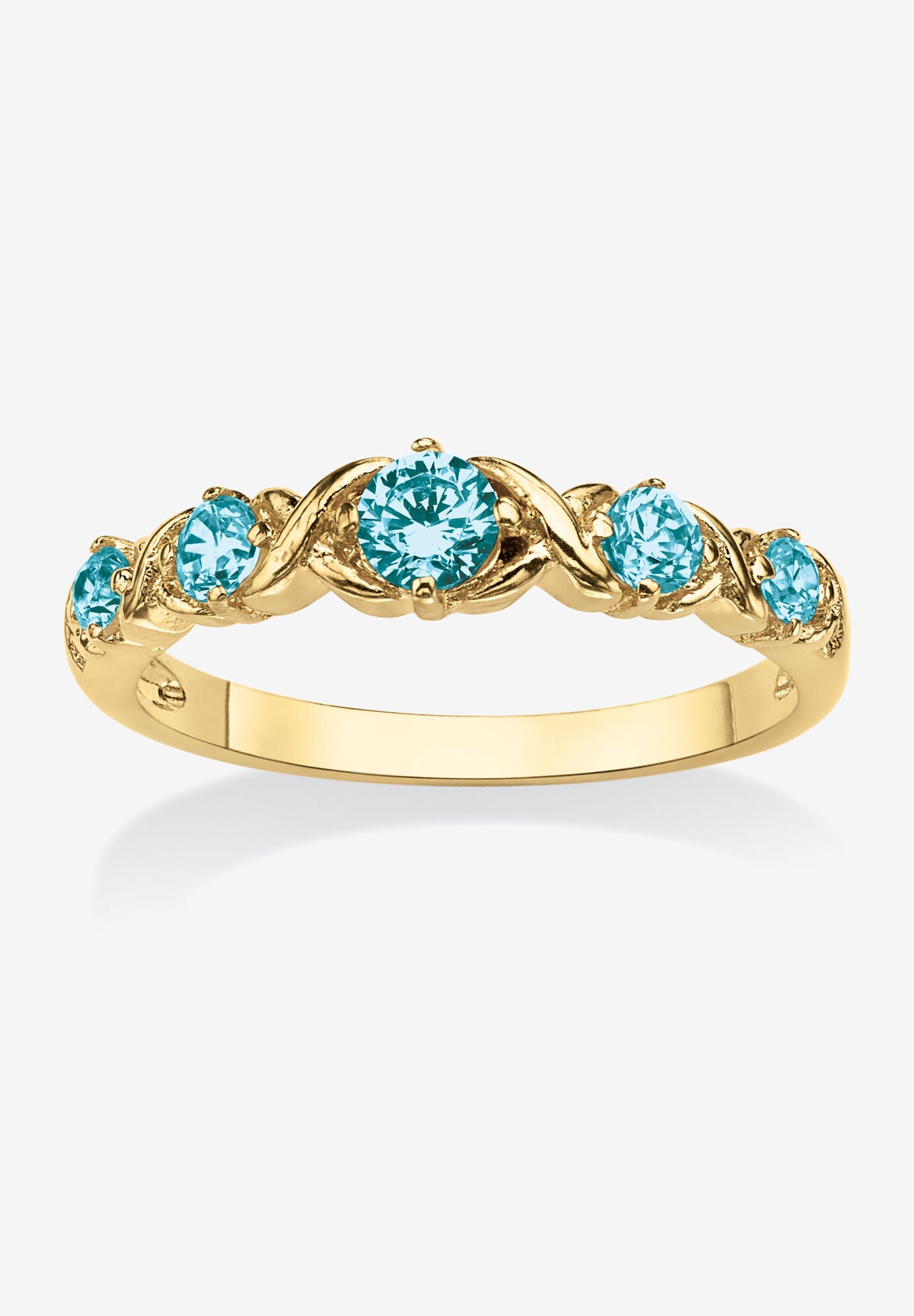 Yellow Gold-Plated Simulated Birthstone Ring, DECEMBER, hi-res image number 0