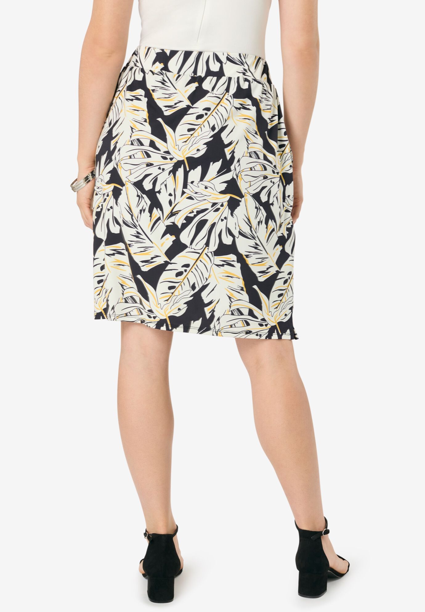Ultrasmooth&reg; Fabric A-Line Skort, BLACK GRAPHIC PALMS, alternate image number 2