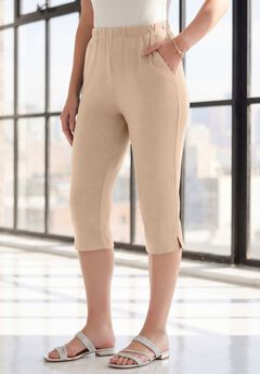 Plus Size Soft Knit Relaxed Pull-On Capri Pant