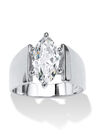 Sterling Silver Cubic Zirconia Wide Band Solitaire Engagement Ring, SILVER, hi-res image number null